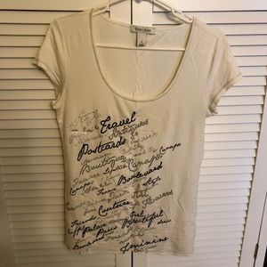 White House Black Market white/silver t shirt